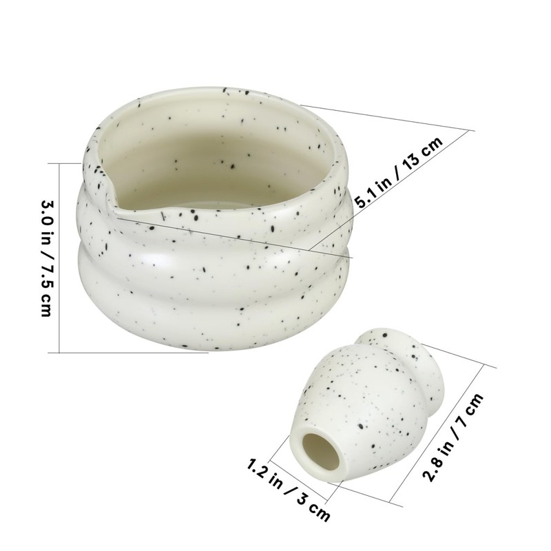 Luxshiny Matcha Bowl and Whisk Holder Set: Ceramic Matcha Tea