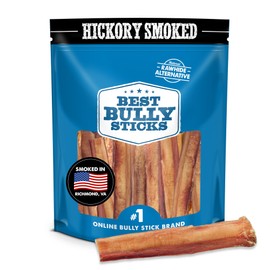 Best Bully Sticks Hickory Smoked Thick 6 Inch Bully Sticks - 18 Count (Pack of 1) - 100% Natural, Grain and Odor-Free, Smoky Aroma, No Additives, Grass-Fed