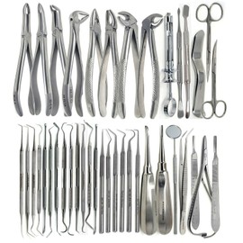 Premium Grade 80 Pcs Dental Extraction Extracting Scalers Forceps Elevators Oral Instruments Set Kit