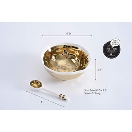 Pampa Bay Get Gifty - Juego de cuenco y cuchara, diseño ondulado dorado