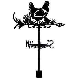 SUPERDANT Hen Grass Metal Weather Vane Animals Wrought Iron Wind Vane Roof Garden Directional Sign Outdoor Farmhouse Decoration Hollow Wind Direction Indicator