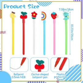 Heclia 12PCS Hawaiian Luau Ballpoint Pens Fun Cute Fruit Pen 0.5 mm Pens Kawaii Black Gel Ink Pen Watermelon Flamingos Cactus Lemon Shape Writing Instruments for Home Office Supplies Party Favors
