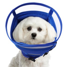 Hjyokuso Dog Collar, Cat Velcro, Neck Brace, Dog Leak Protection for Small, Medium and Large Dogs, Collar Dog Cat After Op, Prevention of Bite and Lick Wounds, E-Collar, Blue, M