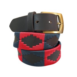 Carlos Diaz Mens Womens Premium Unisex Brown Leather Embroidered Designer Polo Belt (85 cm/ 32-34 Inches)