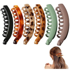 Pack of 6 Banana Clip Thin Hair, Women's Large Thick Stretchy Vintage Style Banana Hair Clip Clips, Beauty French Banana Clip Hair Clips, Banana Banana Clip Thick Clip for Braided Volume Bird Nest