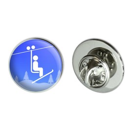 Skiing Ski Lift Symbol in Snow Metal 0.75" Lapel Hat Pin Tie Tack Pinback