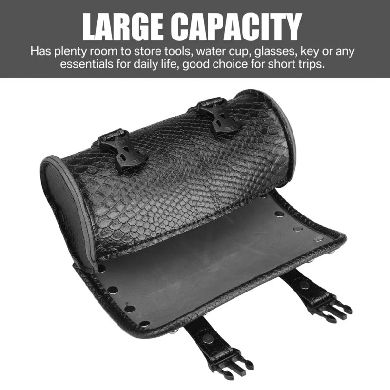 Motorcycle Front Fork Tool Bag Pouch Storage Luggage SaddleBag Leather