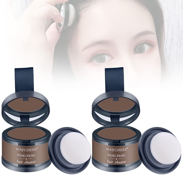 FREEORR 2Pcs Hairline Powder Magical Instantly Hair Line Shadow Quick Cover Hair Root Concealer with Puff Touch, Root Cover Up for Thinning Hair, Waterproof, Non-sticky#B