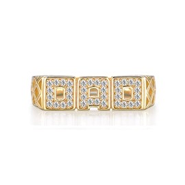 9 Carat Gold on Solid Sterling 925 Silver Diamond Set DAD Ring Sizes L to Y (O) (W)