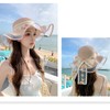 easylivegogo Women's Straw Hat, Wide Brim, UV Protection Hat, Flower