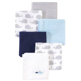 Luvable Friends Unisex Baby Cotton Wash Cloth, Whale, One Size