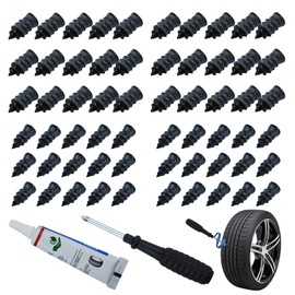 Bntyok 60 Pcs Tire Repair Rubber Nail, Tire Repair Nail Tire Repair Rubber Screws Fast Tool Self-Service Tire Repair Nail Vacuum Suitable for Car Motorcycle Jeep Tire Puncture Repair
