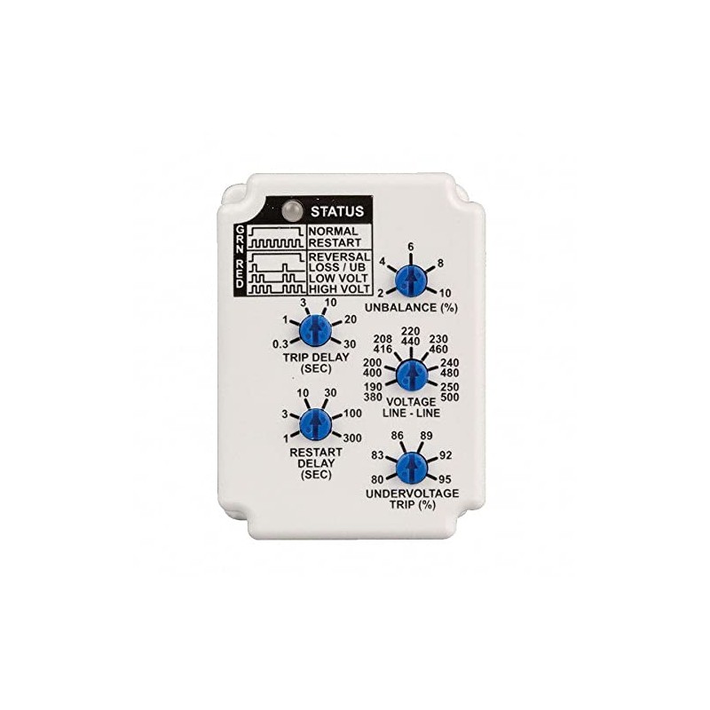Macromatic PMPU 3 Phase Monitor Relay, Spdt, 500Vac, 8 Pin