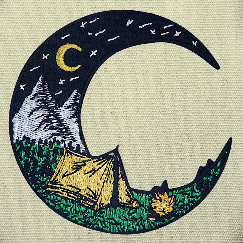 Camping On the Moon Patch Embroidered Applique Badge Iron On