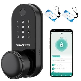 GEONFINO Smart Door Lock with Knob, Keyless Entry Door Lock with Handle, Black Digital Deadbolt for Home