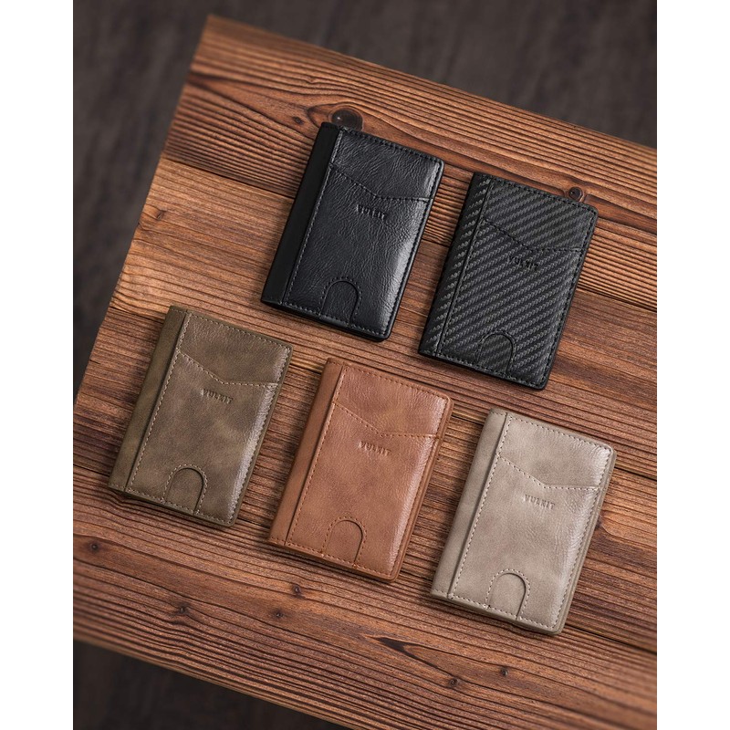 VULKIT Credit Card Holder RFID Blocking Slim Leather Wallet Anti