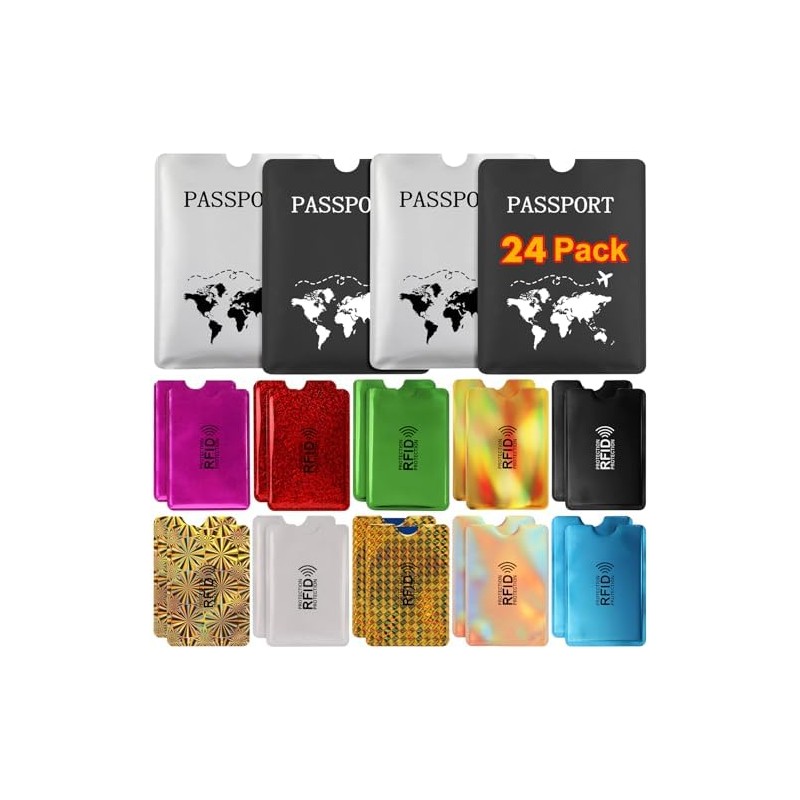 NEARPOW 24 Piezas Protector de Tarjetas Bancarias Funda para Pasaporte