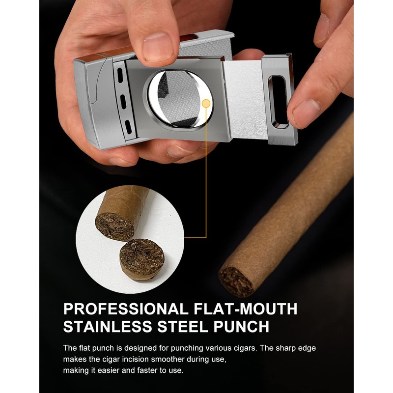 Torch Lighter with Cutter,FANKAI Cigar Lighter Double Jet Flame Refillable