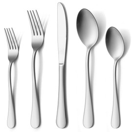 LIANYU 30 Piece Silverware Set, Flatware Cutlery Set for 6, Include Knife Fork Spoon, Fancy Eating Utensils Tableware Set for Home Restaurant Party, Dishwasher Safe