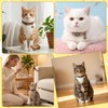 4 Pcs Leather Cat Collar Breakaway with Bell Adjustable Safety