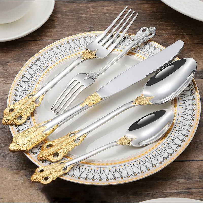 ELiTA ESSENTIALS 30-Pcs Luxury Silverware Set, Royal Flatware Set, Modern