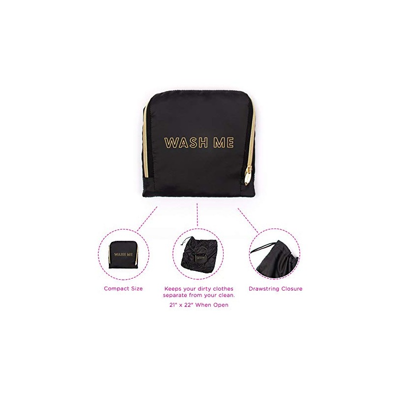 MIAMICA Black and Gold inchesWash Meinches Travel Expandable Laundry Bag,