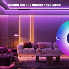 Olaholii 16.4ft Bluetooth RGB COB Led Strip Light, Color Changing with App, Music Sync COB Led Light Strip, Bright Flexible Multicolor Led Strip Light for Kitchen, Room, Party Decoration