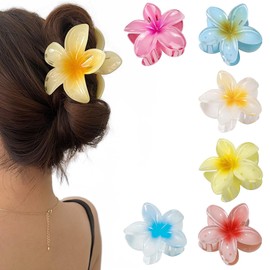 Pack of 6 Flower Hair Clips, Non-Slip Flower Hair Clip, Colourful Hair Clip, Flower, Hawaiian Hair Clip for Women, Hair Spirals Clip, for Thick Thin Hair