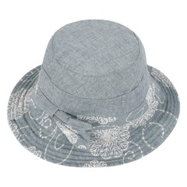 JIAHG Women’s Bucket Hat with Brim Flower Printing Breathable Outdoor UV Protection Sun Hat Ladies Beach Summer Vacation Travel Hat Grey