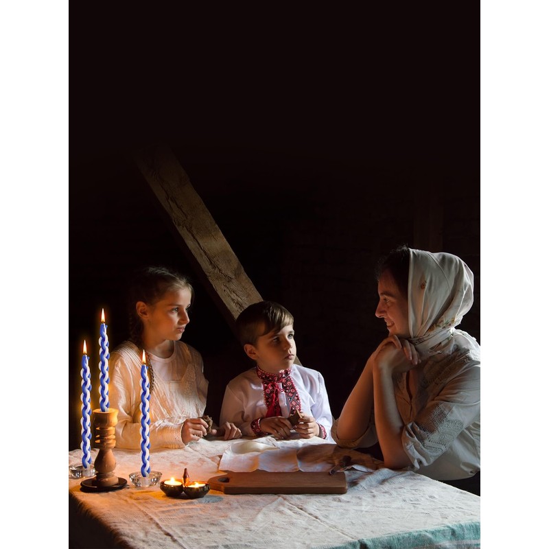 Conelist 24 Pack Havdalah Candle, Braided Blue and White, 11