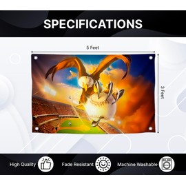 3x5 Feet Eagle Catching Baseball Flags with 4 Brass Grommets - Polyester Sport Bat Ball League Yard Outdoor or Indoor Flag - Home Wall Decorations on Eagles and Ball Banner - Sports Banners for Gift