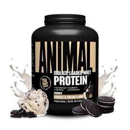 Animal Animal Whey Isolate Protein Powder - Loaded for Pre & Post Workout Muscle Builder and Recovery with Digestive Enzymes for Men & Women - 25g Protein, Great Taste, Low Sugar - Cookies & Cream 4 lbs