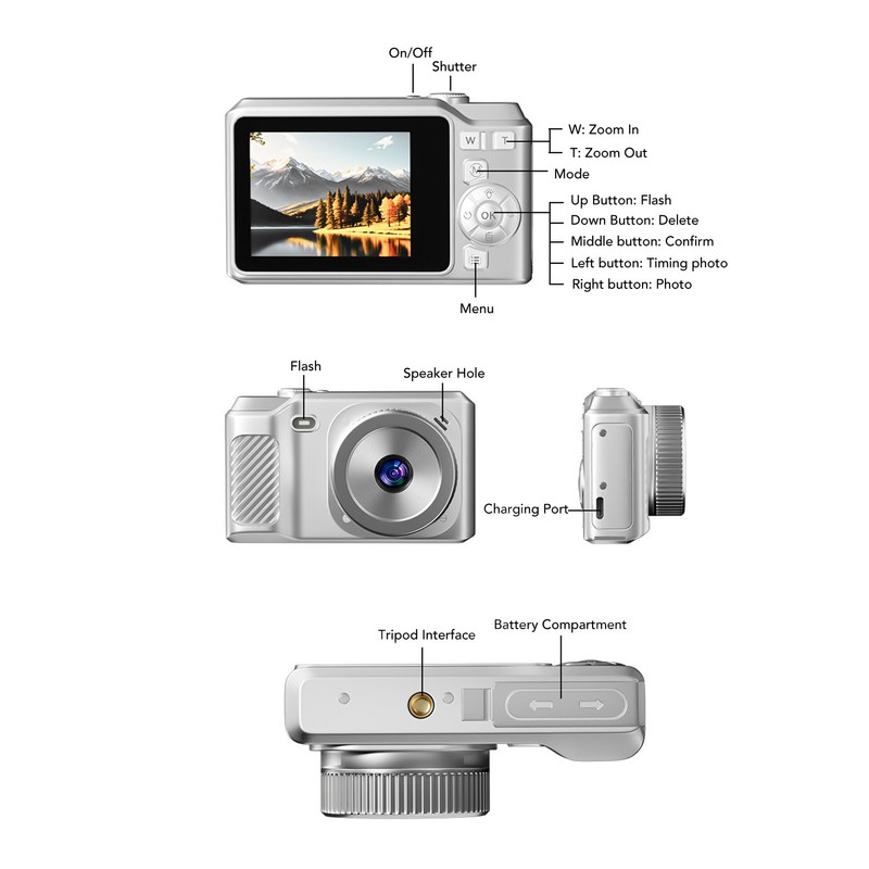 68MP Digital Camera FHD 1080P 2.7inch TFT Screen Manual Focus