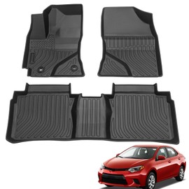 UNSTECH Floor Mats Fits for 2014-2019 Toyota Corolla All-Weather Guard with TPE Liner Front & 2nd Row Seat Liner Set Black Full Set Liners