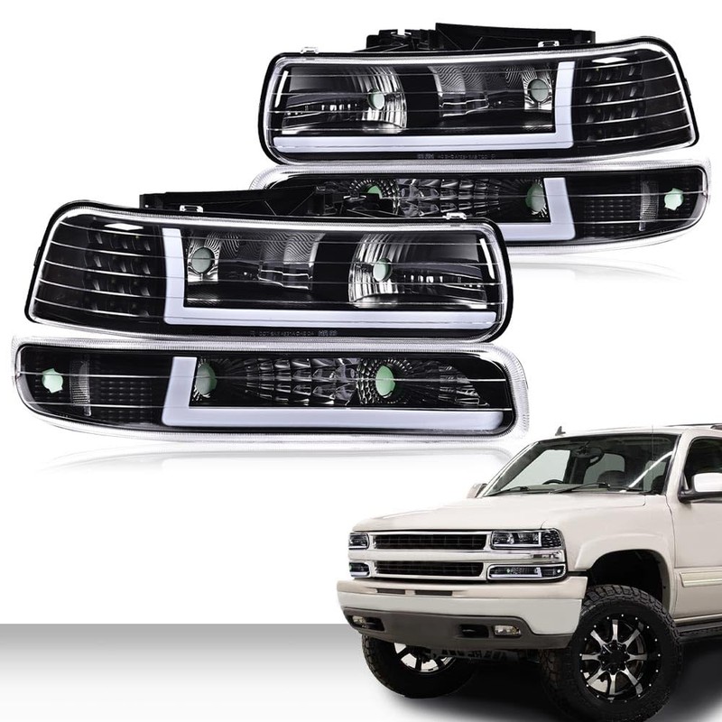 ALLGOOD LED DRL Headlight Assembly Front Headlamp Compatible with 99-02