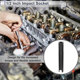 RATCHROLL 1 Pcs Universal Impact Socket Durable 200mm Hardware Tool 6 Point Black Carbon Steel 24mm for Car Motorcycle Dirtbike Repair 1/2 Inch Drive