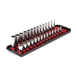 TEKTON 1/4 Inch Drive 6-Point Socket Set with Rails, 28-Piece (4-15 mm) | SHD90211