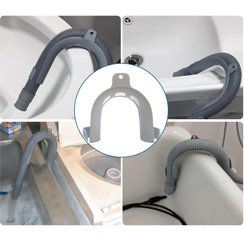 goduog 3pcs U Shaped Drain Hose Hook, Gray, Plastic, HolderHook,