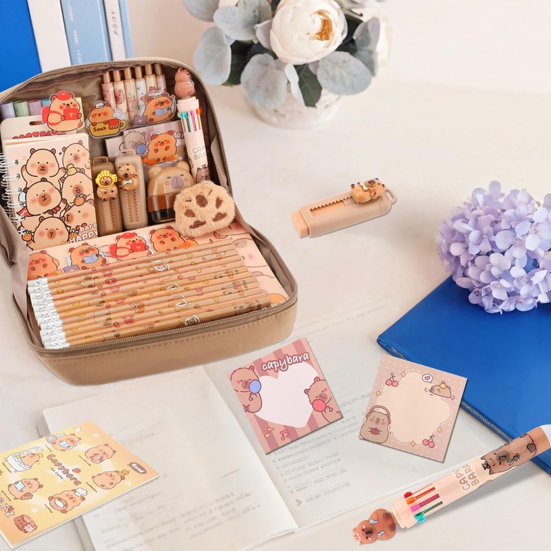 Lebaley Capybara Gifts - 15 Kinds Capybara Pencil Case，Capybara Stationery