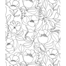 Danmyho Boho Black White Wallpaper Floral Peel and Stick Wallpaper Modern Removable Contact Paper for Bedroom Cabinets Shelf Liner Self Adhesive Wall Paper (17.7in x 78.7in)