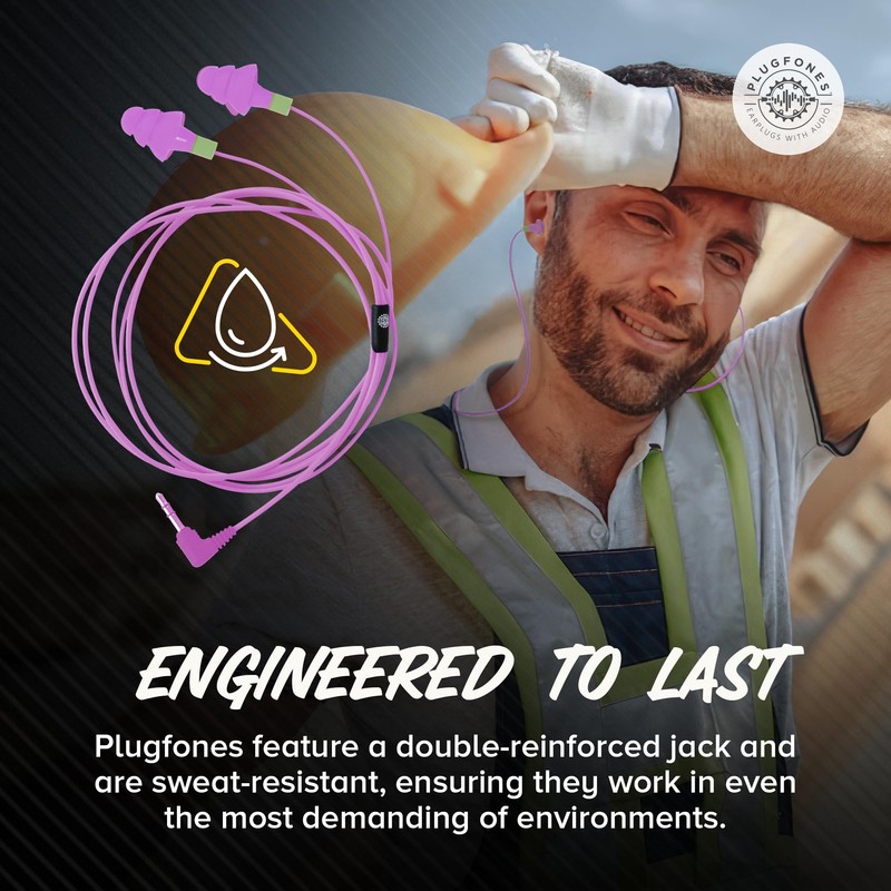 Plugfones Basic Earplug Headphones Earplug-Earbud Hybrid - 26 dB Noise