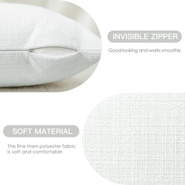 JOTOM Set of 2 Cushion Covers 50x50 cm Linen White Decorative Throw Pillow Covers 20x20 Inch Square Cushion Case Home Decor Pillowcases for Couch Sofa Living Room Bed (White)