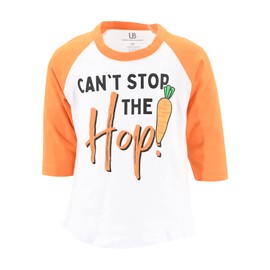 Unique Baby Boys Cant Stop The Hop Easter Raglan T Shirt (7Y, Orange)