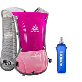 5L Ultralight Hydration Backpack with Hydration Bladder 1.5 L or 500 ml Bottle Running Backpack for Men and Women, Lightweight Running Backpack for Running, Marathon, Cycling (Pink + 500 ml Bottle)