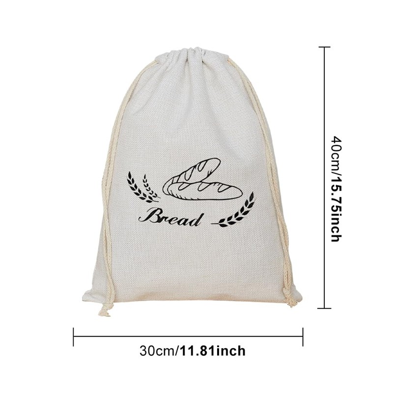2-Pack Reusable Linen Bread Bags with Plastic Lining - Keeps