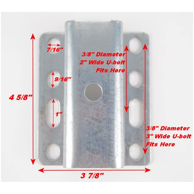 Sturdy Built 1 1/2 inch Galvanized Boat Trailer Hat Bracket