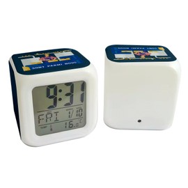 Fabulous Alarm Clock Cube Illuminated Blue - The Real Heroes - Workmaker Industry - 7.8 x 7.8 x 7.8 cm - Retro Lighting Multicoloured LED