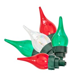 Tupkee Christmas Random Shimmering Twinkle Flame Tip Light Set - 8 of 50 Lights Twinkle – 50 Red, Green & Clear Mini Bulbs with Teardrop Covers - Indoor Outdoor - Holiday Decor Christmas Tree Lights