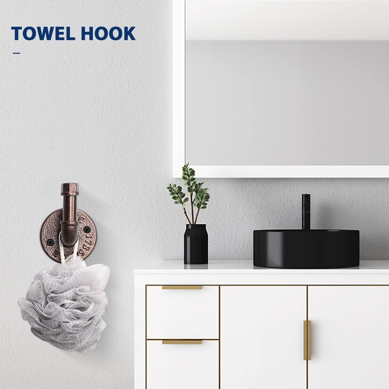 NearMoon 4 Pieces Industrial Pipe Bathroom Hardware Set, Include 18