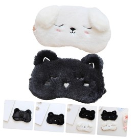 ORFOFE 2Pcs Cartoon Animal Eye Masks for Skin Friendly Eye Protectors with Cat Dog Patterns for Sleeping Travel Role Playing Relaxation